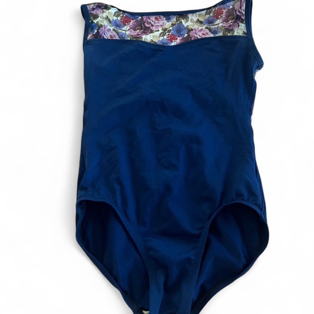 suffolk dancewear navy blue floral leotard/bodysuit 🌟